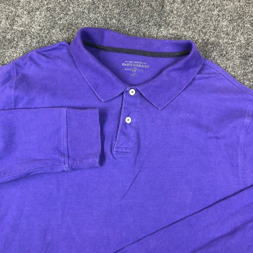 Saddlebred Mens Long Sleeve Polo Shirt Purple Size XL‎ Tall XLT Solid Cotton